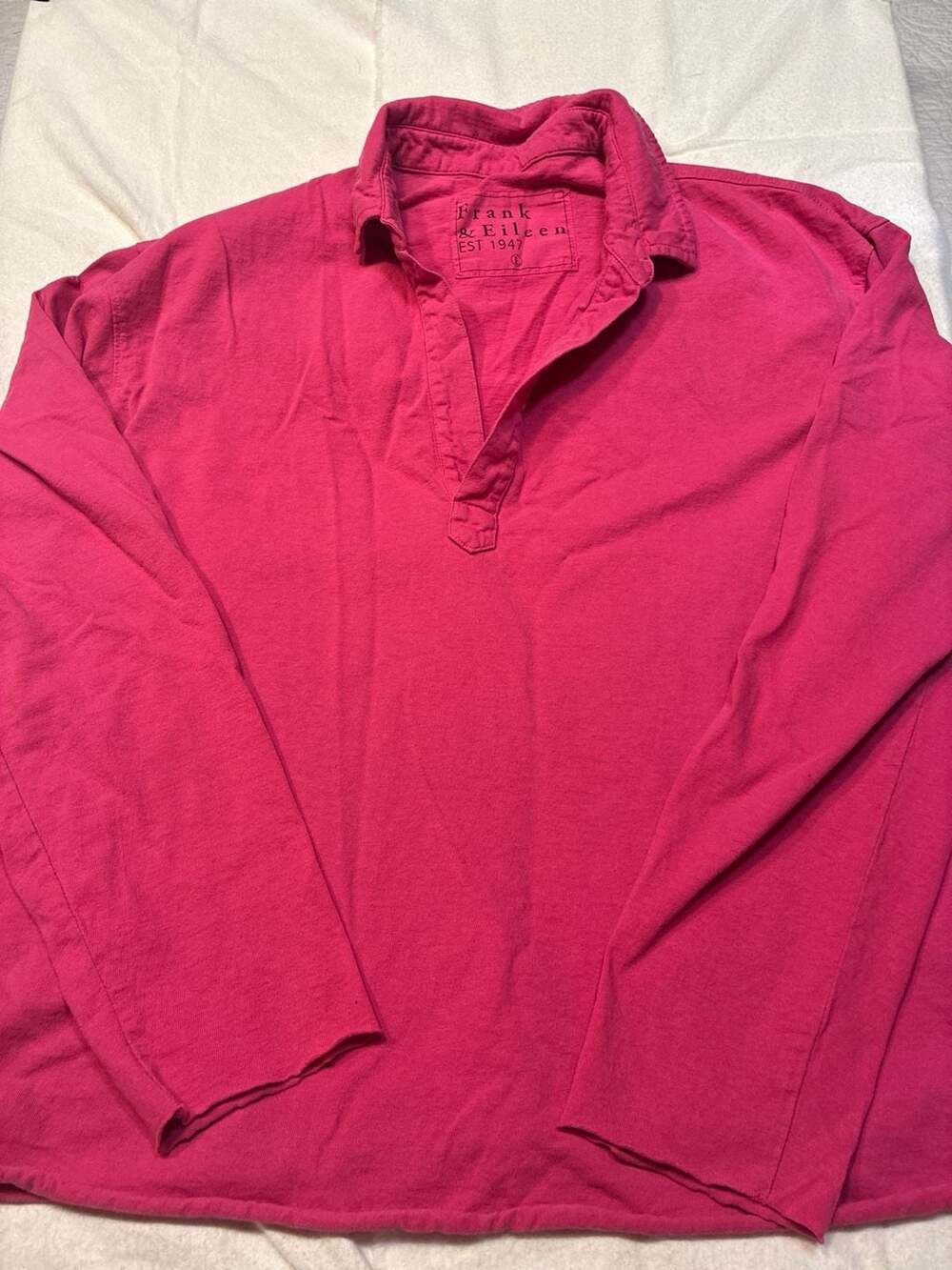 Frank & Eileen Tee Lab Pink Long Sleeve Pullover Shirt Size L